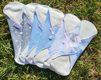6 Pack Organic Cotton Cloth Pads: Reusable Sanitary Napkins