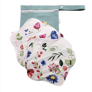 Lilind® 6 Pack Organic Period Cloth Pads, Comfortable and Extra Soft, Waterproof, Reusable Menstruating cloth pads, Zero waste, Women Gift