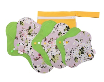 Reusable Cloth Pads Starter Set: 6 Pack Sanitary Napkins with Bag,Eco- Frendly Period Produkts