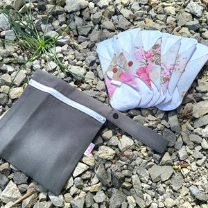 Assorbenti in tessuto riutilizzabili in cotone biologico: set iniziale Rose Flower Zero Waste
