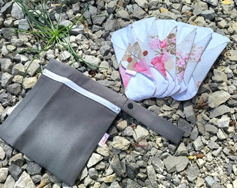Organic Cotton Reusable Cloth Pads: Rose Flower Zero Waste Starter Set