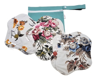 Starter kit Organic Cloth Pads, Reusable, Waterproof Menstrual Sanitary Heavy Napkins, Summer mood