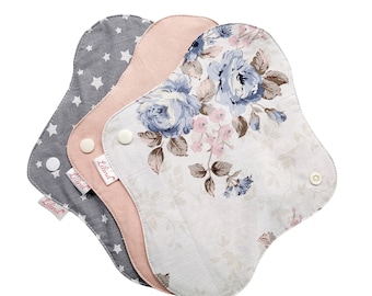 Floral Print Reusable Cloth Pads: Cotton Starter Kit - 3 Pack