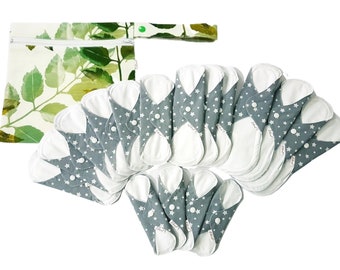 Reusable Cloth Pads Starter Kit: 17 Pack Organic Cotton Sanitary Napkins, Eco-Frendly Period Products