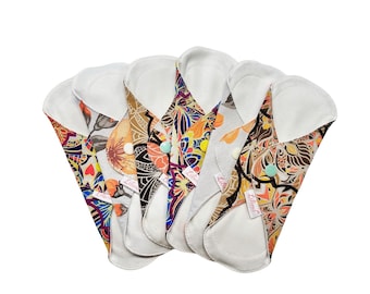 Lilind® 6 Pack Organic Cloth Pads, Comfortable, Healthy, Waterproof, Reusable, 100% Cotton