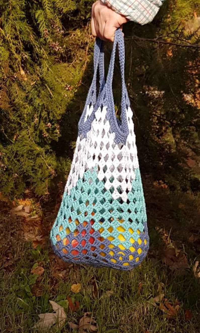 Crochet Market Bag Salmon or Turquoise Colors Ready to ship