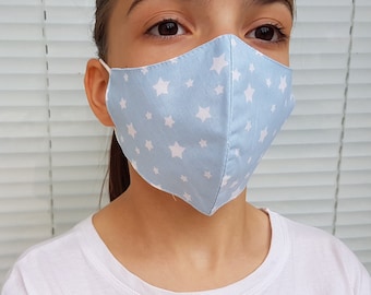 Washable Kid Face Mask, Reusable Kid Face Mask, 100% Cotton, Butterflies