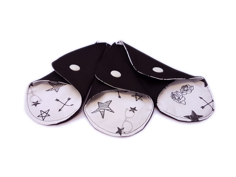 Tampon Cup Backup Black on Stars 3 Pack ORGANIC Thong Pantyliners Extra-Thin
