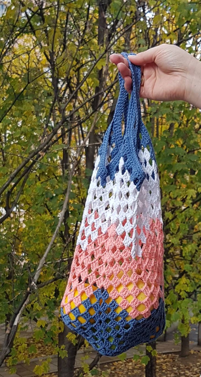 Crochet Market Bag Salmon or Turquoise Colors Ready to ship