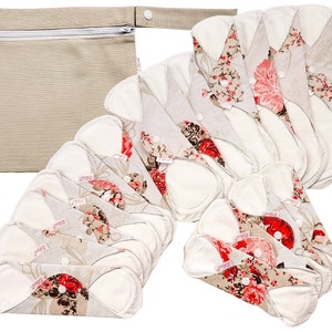 17 Stück wiederverwendbare schwere Stoffpads, Starter-Kit Bio-Stoffpads, wiederverwendbare, wasserdichte Menstruations-Damenbinden