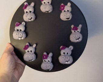 Sassy Petunia Needle Felted Hippo Magnet