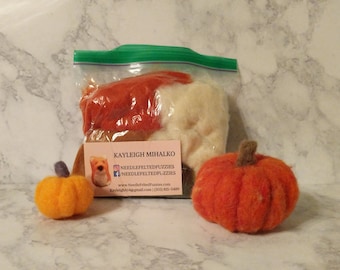 Wool Pumpkins Felting Kit - 12 Colors Autumn Goods Craft Kit - DIY