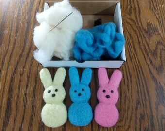 Needle Felted Bunny In The Style of Peeps Kit