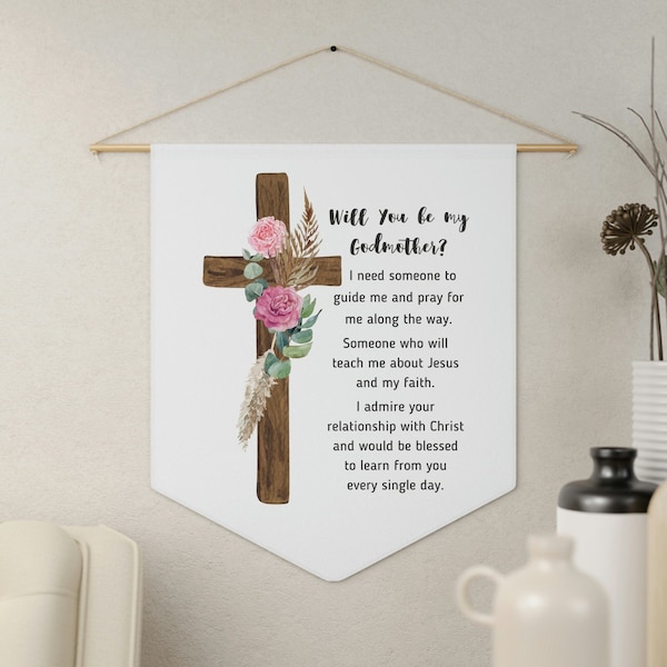Godmother Proposal Pennant | Will You Be My Godmother Gift | Unique Godmother Poem Sign
