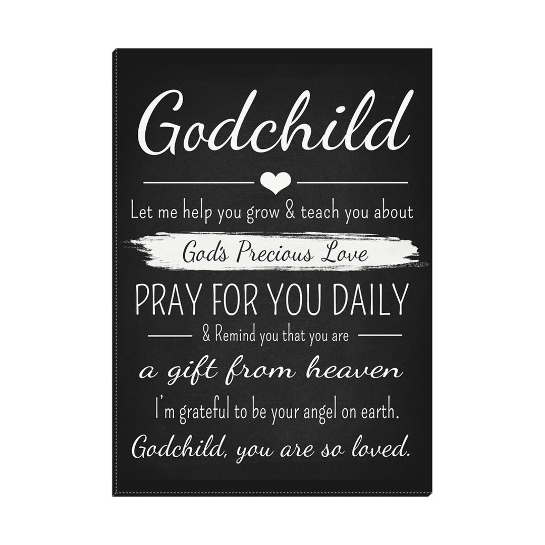 Godchild Quote on Canvas with Easel Baptism Gift Chalkboard Etsy
