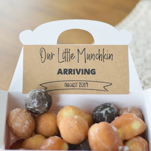 Donut Box Pregnancy Announcement - Printable Sign Munchkin Baby Reveal - We're Pregnant  (PDF)