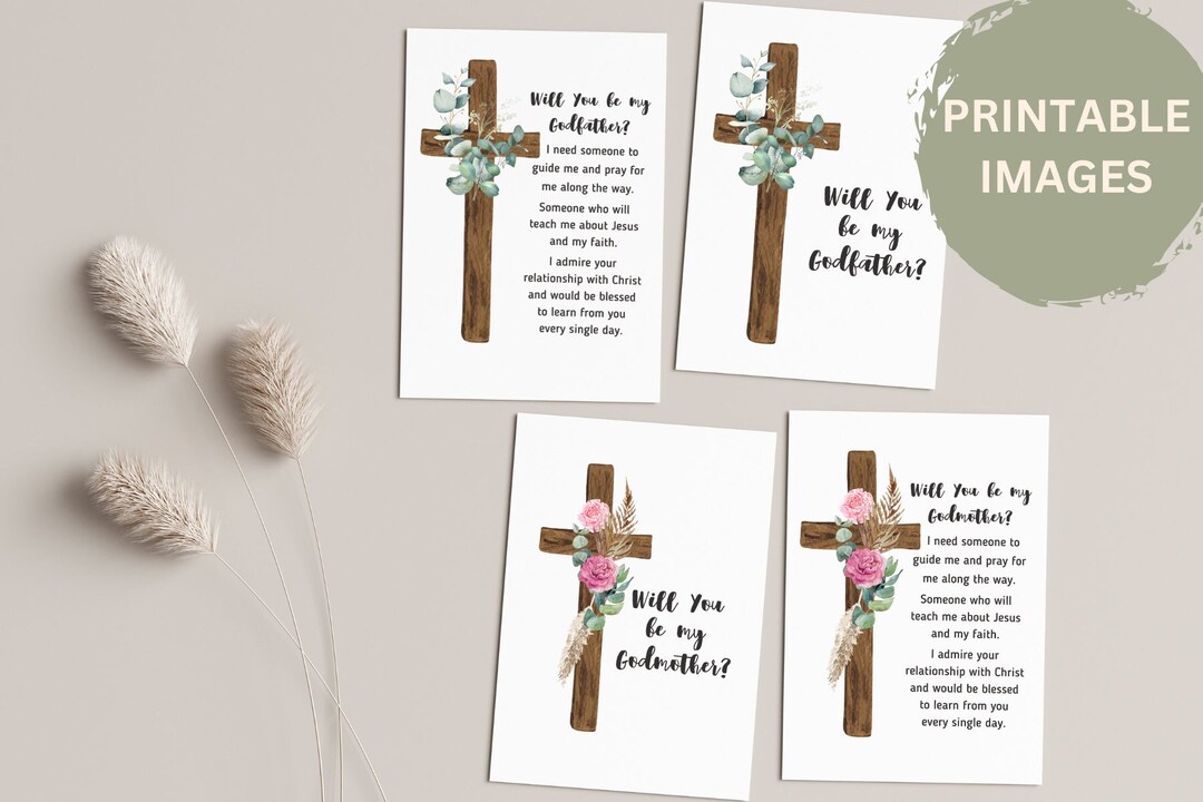 Godparents Proposal Printable Signs Bundle | Godparents Poem for ...