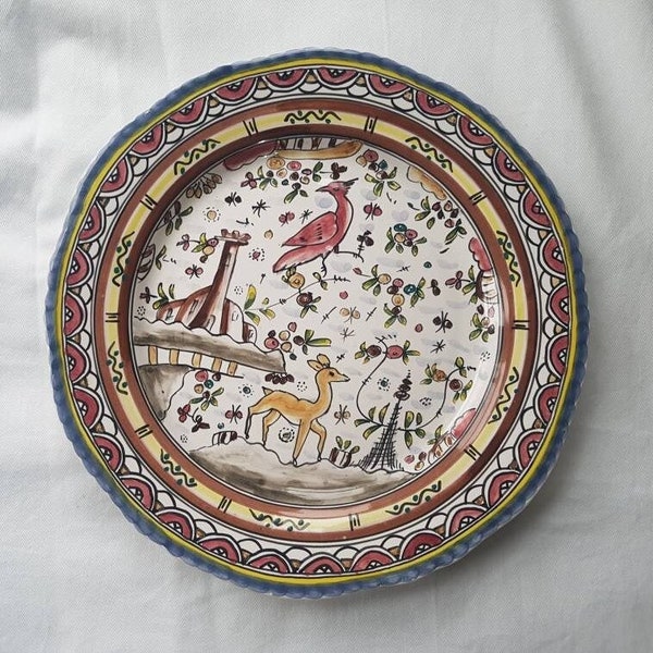 Portuguese Decorative Ceramic Plate Hand Painted