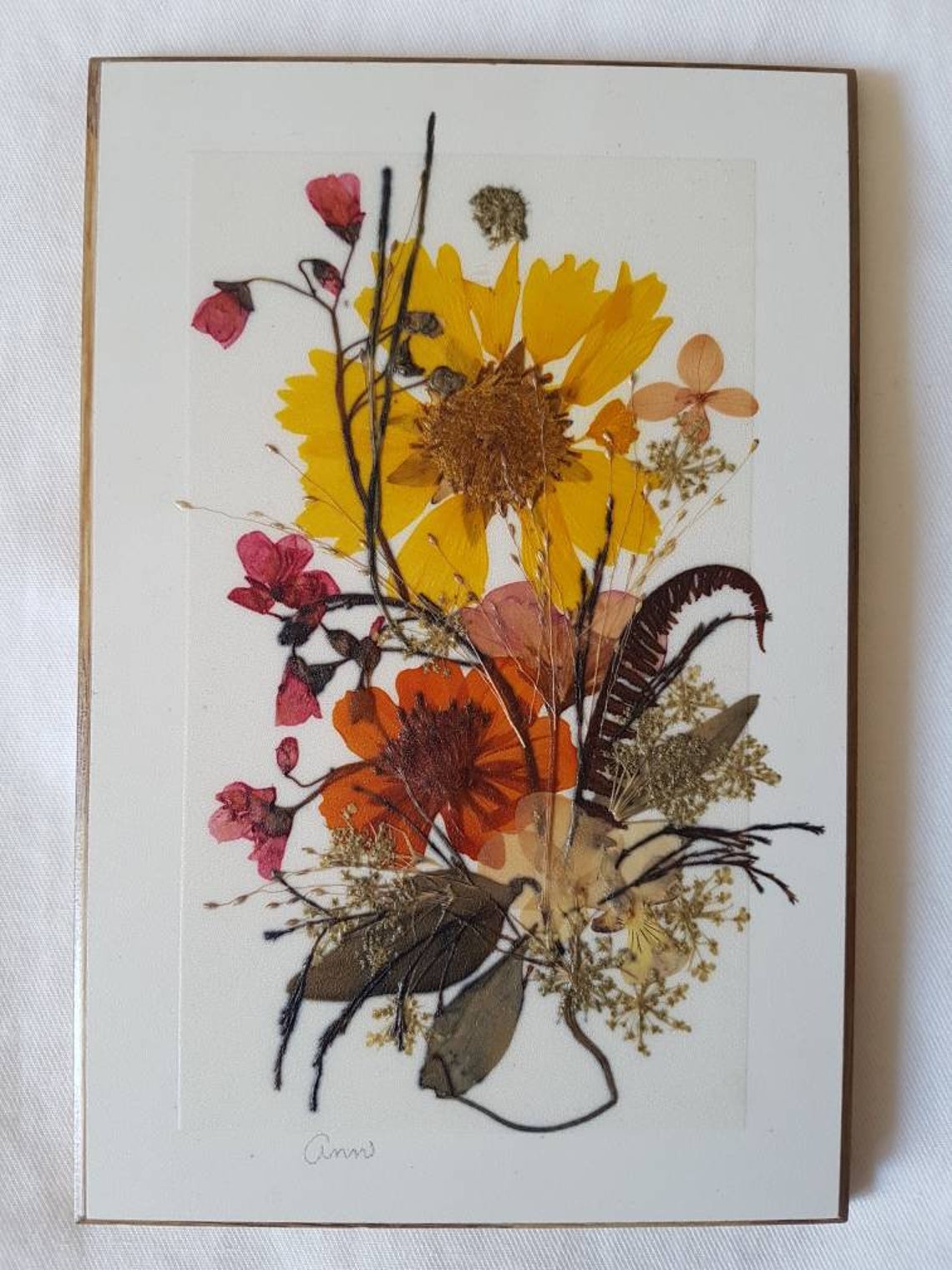 Vintage Dried Flower Collage/Flower Art Etsy