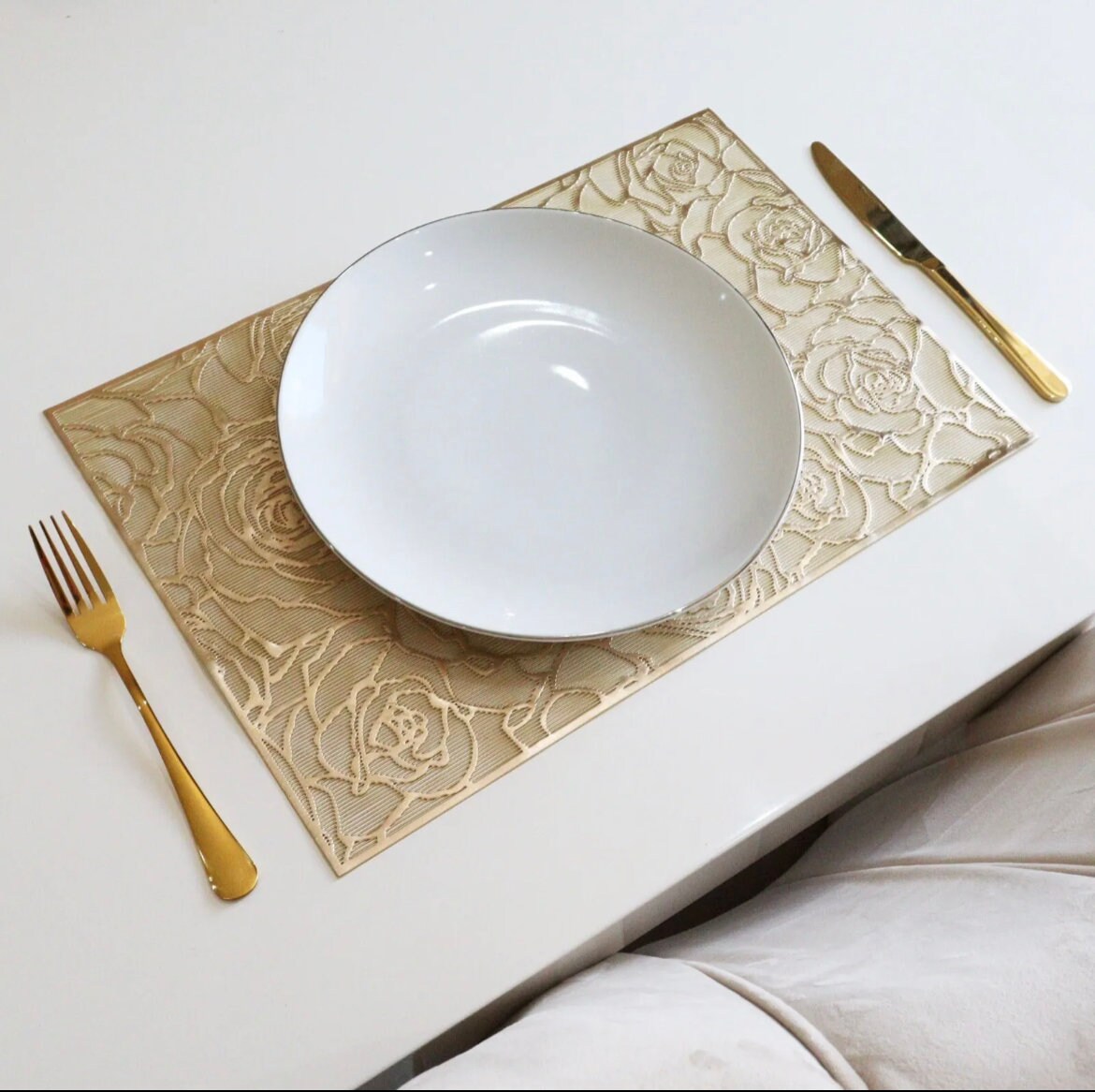 Gold Placemats Set of 6 Table Place Mats Indoor Outdoor Dining Etsy UK