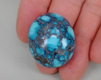 Turquoise Cabochons Hubei 100% Natural designer Blue Stone Spiderweb oval shape