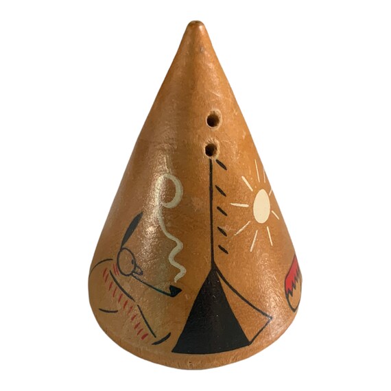 Vintage Wooden Single Salt Teepee Native American Peace Pipe Souvenir Deming New Mexico