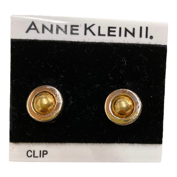 AM Vintage Clip On Earrings Anne Klein II AK Silver Gold circle Toned Costume Jewelry Fashion