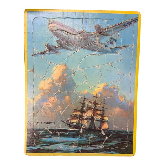 Rare Vintage Pan Am Flying Clippers Puzzle Saalfield 1951 Shaped Pieces