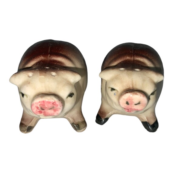 Vintage Antique Pig Piggy Salt Pepper Shaker Shakers Whimsical Kitchen Decor