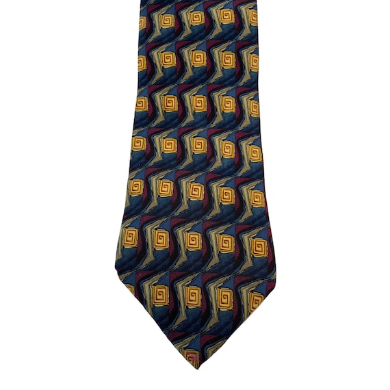 Cambridge Classics Vintage Tie Necktie Abstract Blue Purple Gold Grey Mens Fashion 1990s