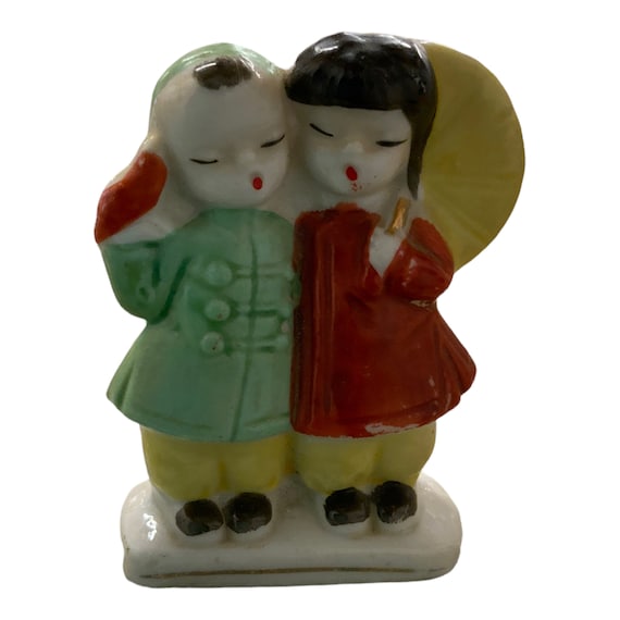 Vintage Retro Tourist Export Japan Japanese Boy Girl Man Woman Couple Figurine Figure Cake Topper Asian