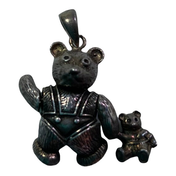 AM Vintage Silver Teddy Bear Teddy Bears Articulated 826 Scandinavian Silver Necklace Pendant