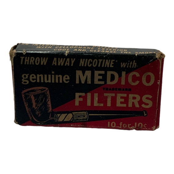 Vintage Medico Nicotine Filter Filters Pipe Box New York Tobacciana