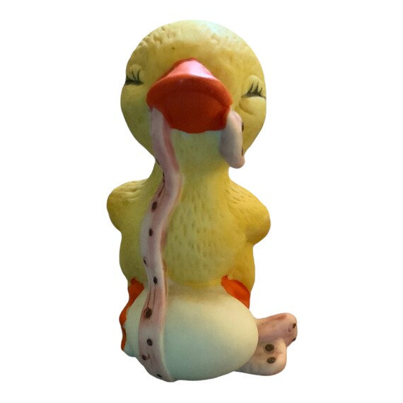 Vintage Porcelain Yellow Duck Duckling Figure Figurine Farm Baby Farmer Egg