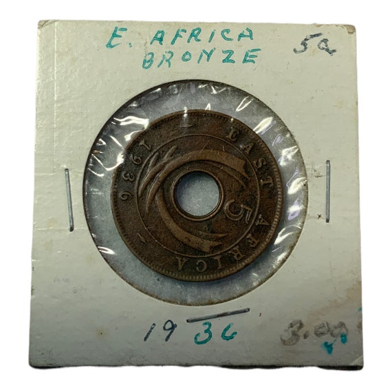 Vintage 1936 East African Coin 5 Cent Cents Edward VIII Coin