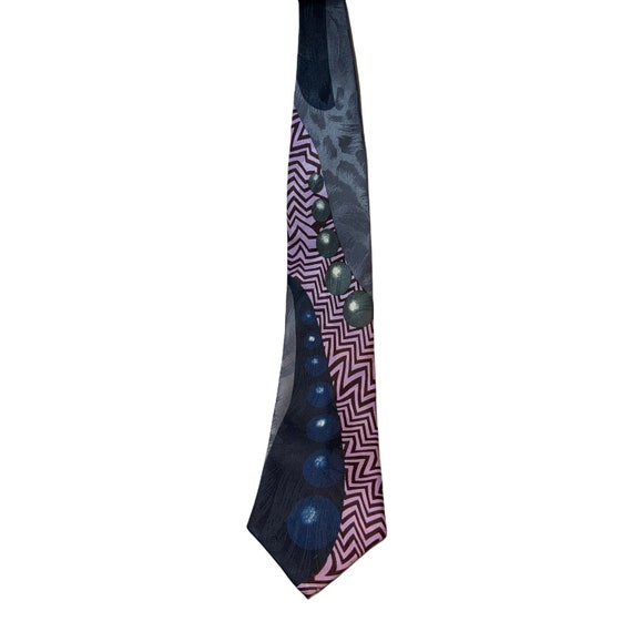 Vintage Purple Blue Pierre Balmain Abstract Tie 1990s Mens Neckwear Fashion