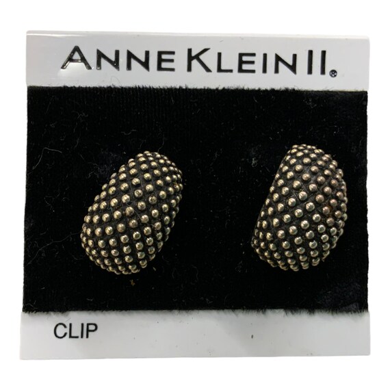 AM Vintage Clip On Earrings Anne Klein II AK Silver Toned Hoop Costume Jewelry Fashion