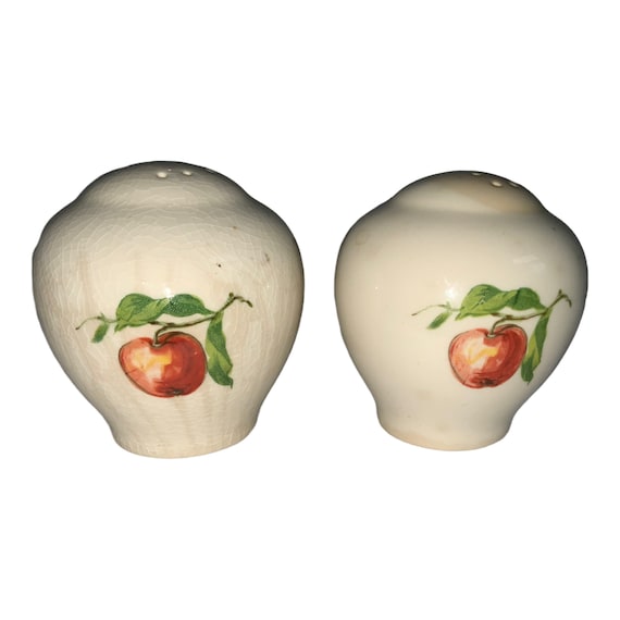 Antique Apple Salt Pepper Shakers Shaker Transferware Fruit