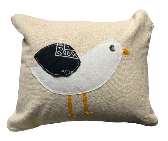 Sea Decorative Beach Pillow Throw Birds Seagull Whimsical Nautical Ocean Decor Accent