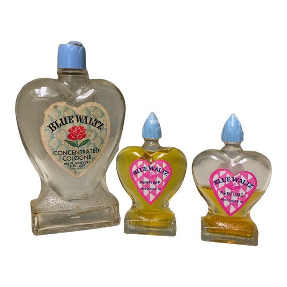 Vintage Blue Waltz Perfume Bottles Bottle Vanity Retro Heart Bottles Lot
