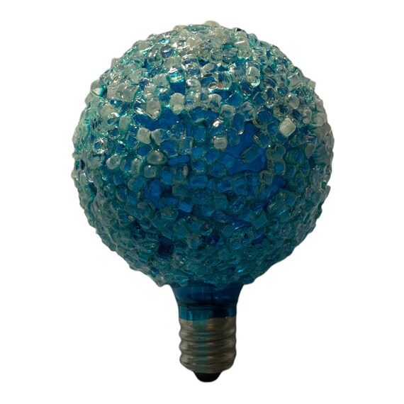 Vintage Working Blue GE General Electric Lighted Ice Round Colored Textured Lightbulb Light bulb Christmas Lights Fun Retro