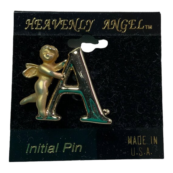AM Initial A Brooch Pin Guardian Angel Heavenly Angel Costume Jewelry