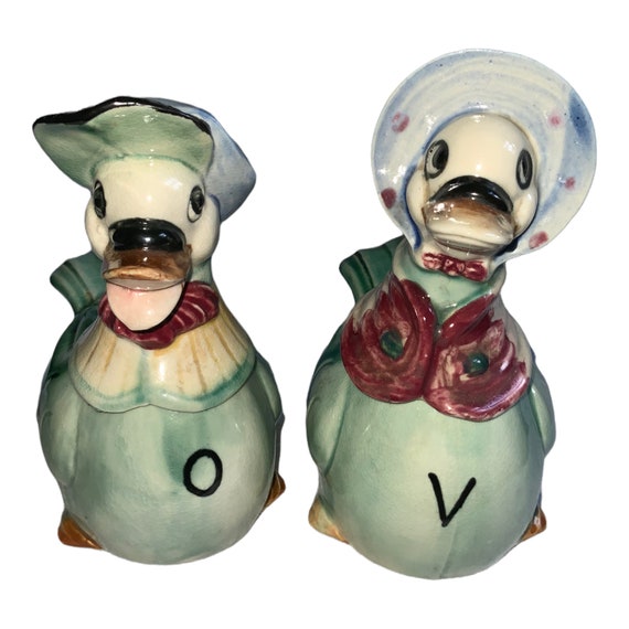 Vintage Duck Goose Drake Gander Oil Vinegar Figural Cruet Bottles Bottle