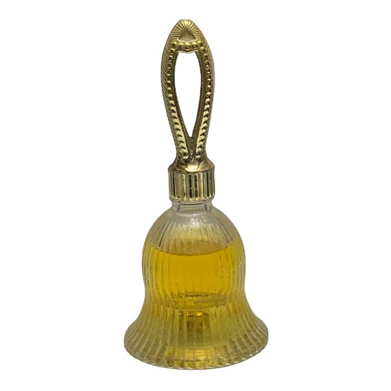Vintage 1970s Perfume Bottle Figural Bell Roses Glass Jingle Fragrance Avon Vanity