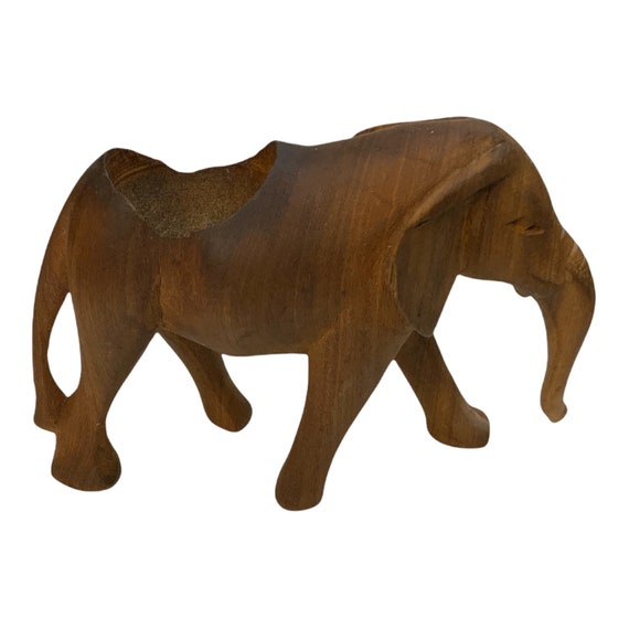 AM Carved Wooden Elephant Butter Dish Africa African Nairobi Hilton Hotel