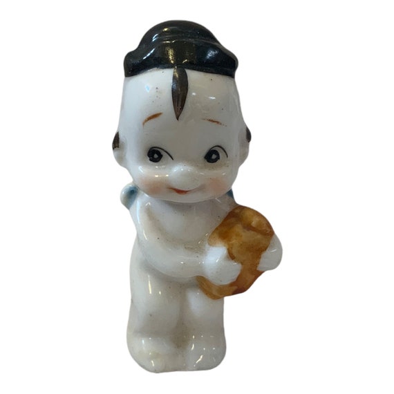 Vintage 1930’s Doll Trinket Prize Porcelain Figurine Boy Hat Baby
