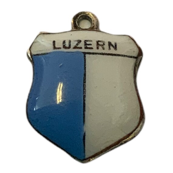 Vintage Silver Charm Pendant Luzerne Switzerland Enameled
