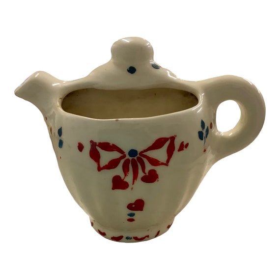 Vintage Porcelain Teapot Tea Pot Wall Pocket Planter Retro Kitchen Tea Lover