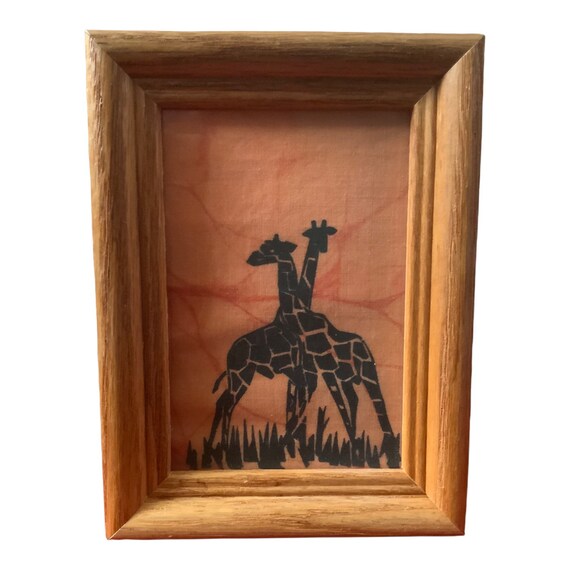 Vintage Giraffes Giraffe Hand Painted Batik Cloth Orange Safari