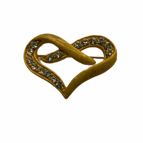 Vintage Brooch Pin Heart Shaped Rhinestone Sweetheart Love Retro Gift Costume Jewelry